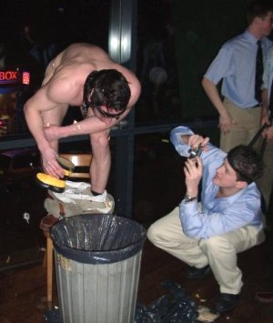 Naked dirt pints drunk from commemorative boot