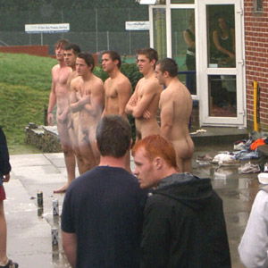 A HOT creamy load of horny 18 year old university lads with their large cocks on full public display