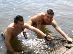 Beer slobbering Dutch lads fres from the canal, though did they see all their mates cocks who were pissing over the sides of the barges? &ndash; Gallery 1853