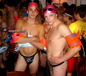 Speedos and thongs for these creamy faced rugby lads in a swim themed initiation. Watch out for floating cocks! &ndash; Gallery 1871